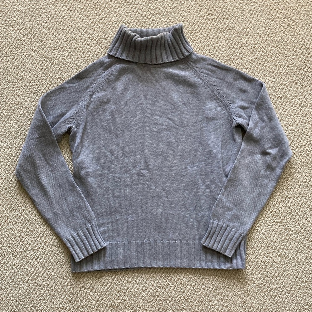Pria Turtleneck Sweater Pullover Shirt Ribbed Soft Stretchy Size Medium Gray EUC